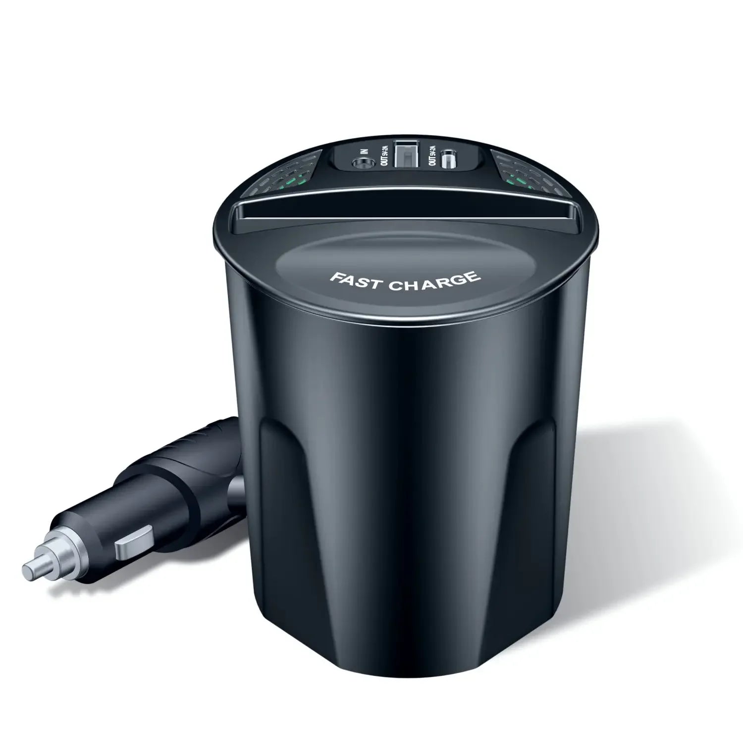 3in1 fast charging car charger 120w retractable cable and 2 USB ports