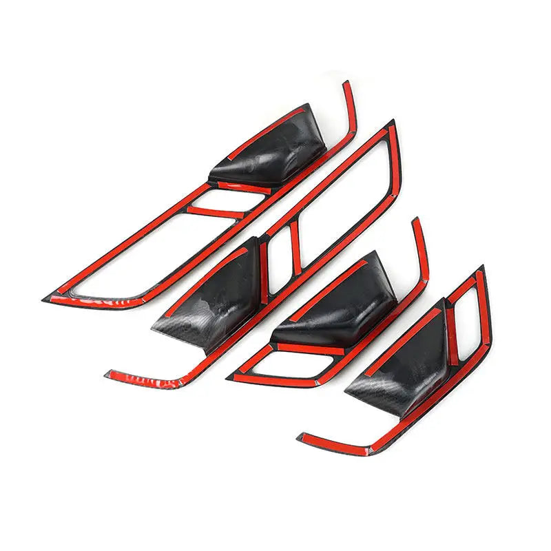 Para Audi A6 C8 2019 2020 2021 2022, accesorios interiores de coche, manija de puerta, cuenco, panel, cubierta, marco, moldura, ABS, textura de fibra de carbono