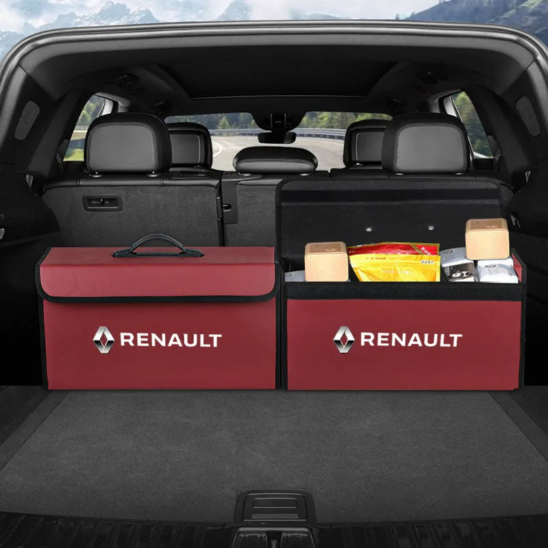 Car Trunk Organizer Box Leather Foldable Storag Bag Tool For Renault RS Megane 2Trafic Kadjar QM6 Clio Koleos Espace Captur ZOE