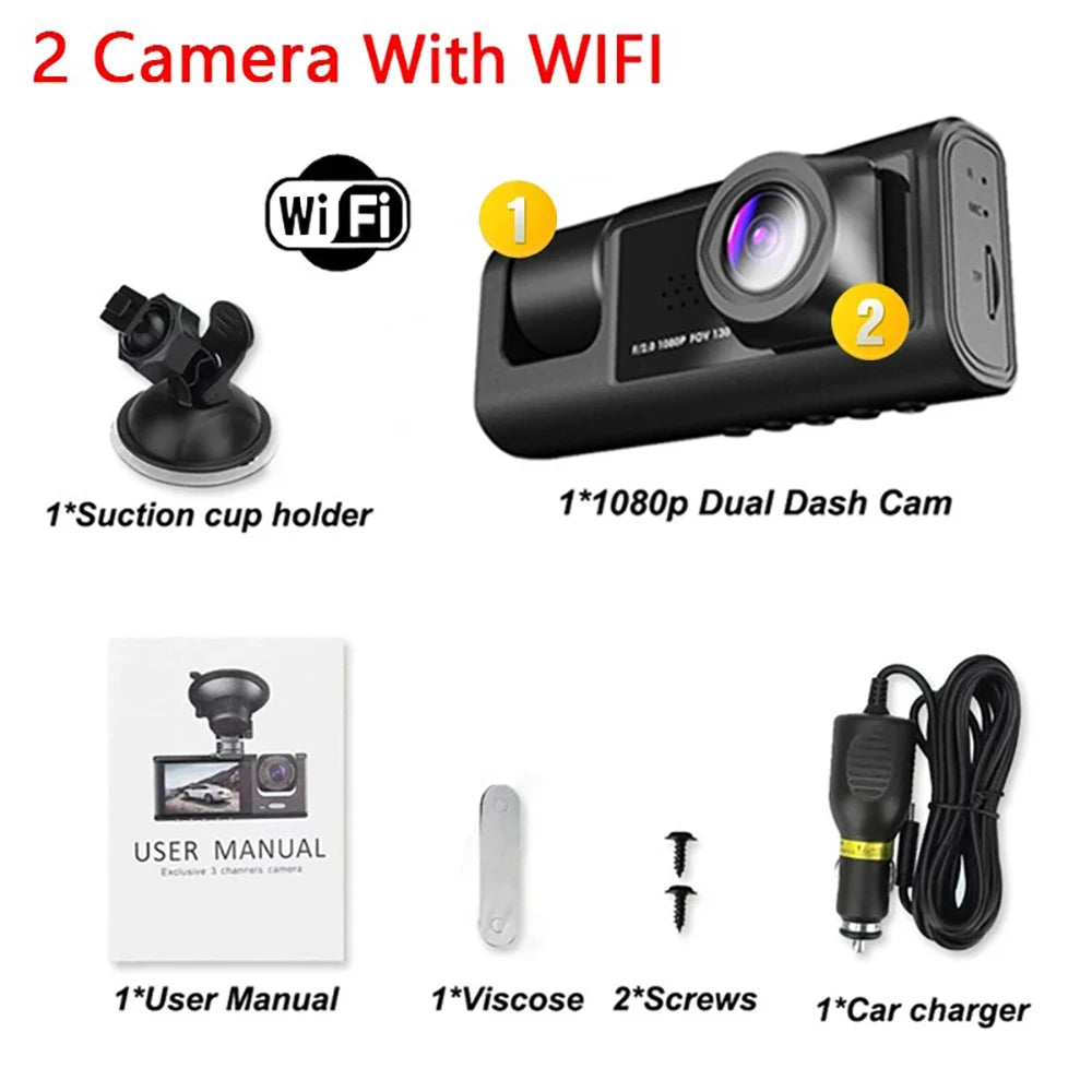 Car DVR WiFi Full HD 1080P Dash Cam Rear View Car Camera Car Video Recorder Parking Monitor Night Vision Auto Black Box G-sensor