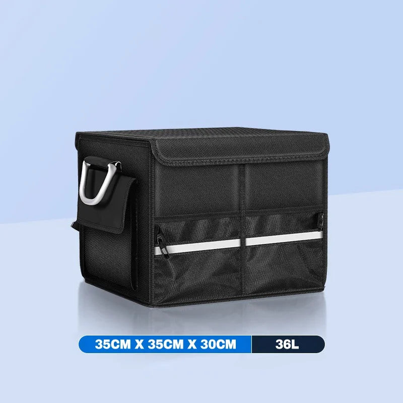 Large Capacity Waterproof Oxford Car Trunk Organizer - Foldable Storage Bag with Handles for Fishing & Camping Gear