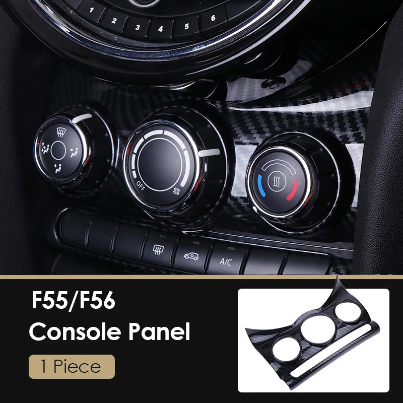 AMBERMILE for Mini Cooper F56 Accessories Car Interior Carbon Fiber Texture Console Air Outlet Door Speaker Handle Cover Trim