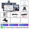 11.26 inch ADAS Car DVR 4K Camera Rotatable Front Camera Bluetooth Wireless Carplay Android Auto Dashcam Video Recorder FM AUX