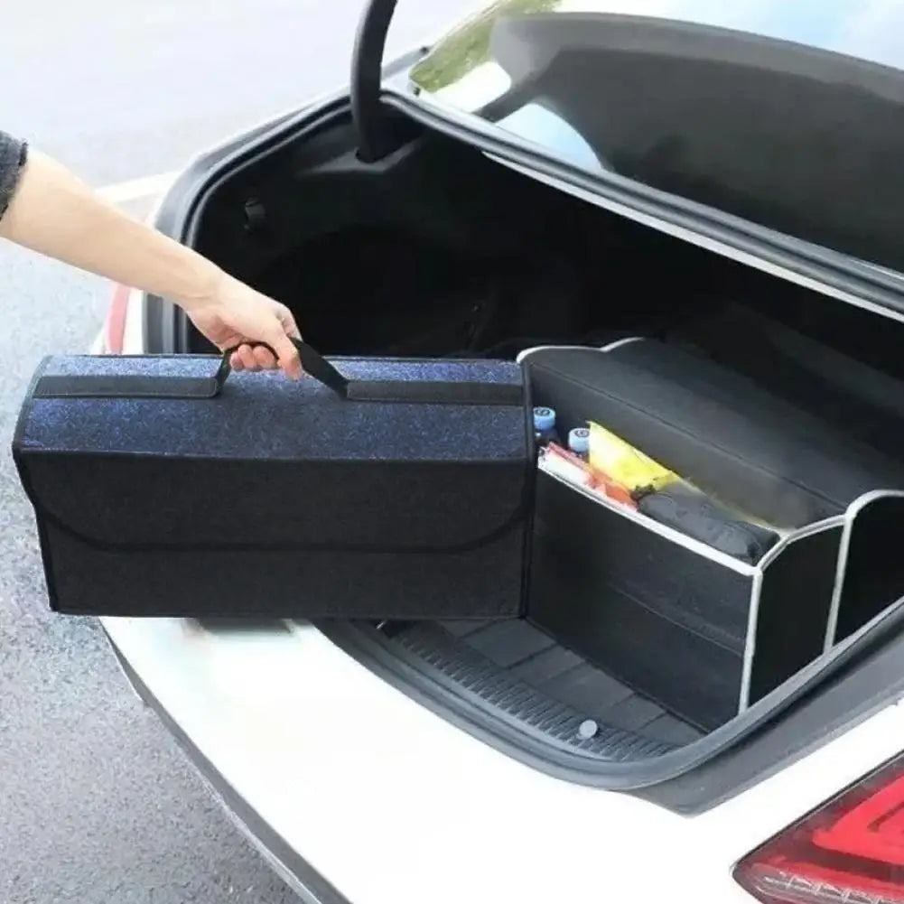 Car Trunk Organizer With Handle Foldable Car Charger Storage Box Space Saving Car Trunk Organizer Durable Fabric Felt StorageBox
