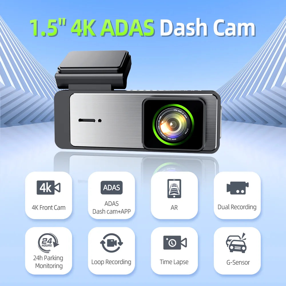 Imagebon Q7 4K Dash Cam with ADAS Car DVR 1.47″ Dash Camera Wifi AR Real-Time Navigation Voice Control
