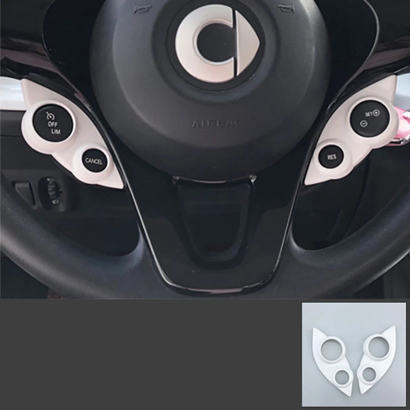 Full Set White Interior Decoration Cover Car Stickers For Smart 453 451 2015-2020 Accessories