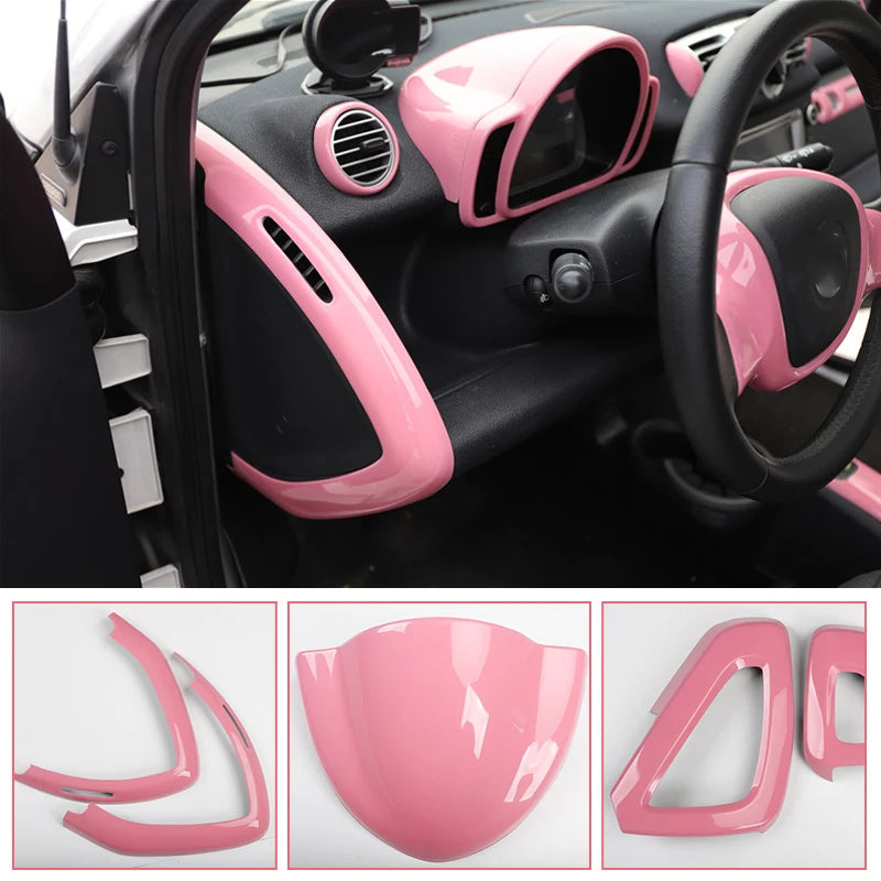Car Interior Decoration Products ABS Protective Shell Pink Sticker For Mercedes Smart 451 Fortwo Car Modification Accessories