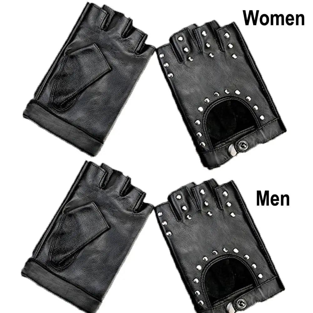 Motorcycle Accessories Driving Motor Rivet Punk Glove Gloves Fingerless Leather Mittens