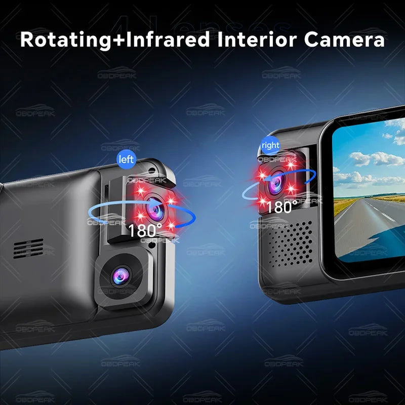 D80 Rearview Mirror 4K Dash Cam ADAS 4CH 360° Record Car DVR Interior Camera WIFI APP 1080P BSD Auto Video Recorder 24H Parking