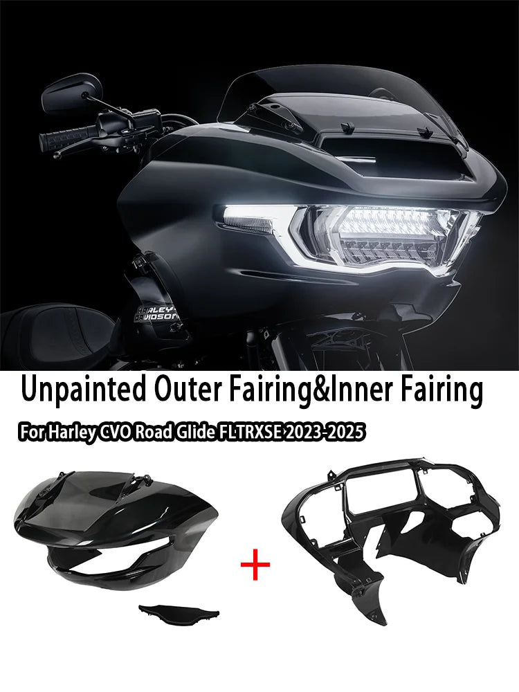 Motorcycle Accessories ABS Black Unpainted Outer Fairing&Inner Fairing Fit For Harley CVO Road Glide FLTRXSE 2023-2025