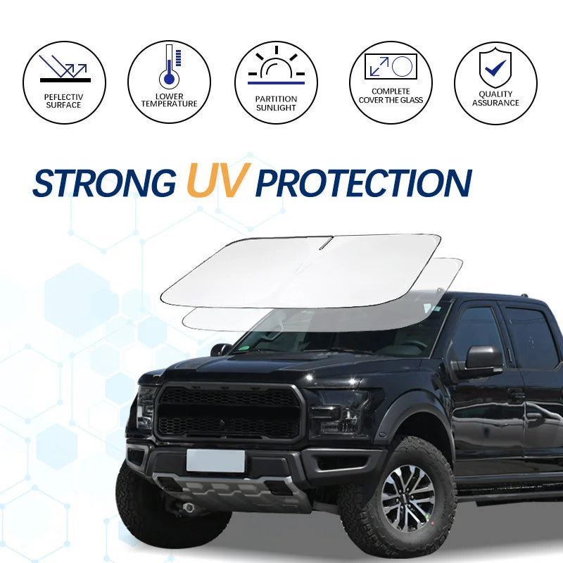 Car Windshield Sun Shade For Ford F-150 Raptor Sunshade Summer Visor Protector Foldable Blocks UV Rays Protection Accessorie