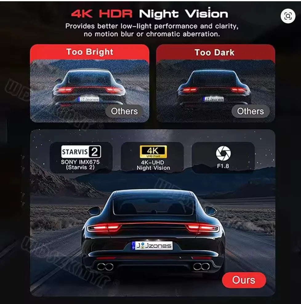 Smart Dash Cam 4K UHD Recording Car Camera DVR Night Vision Video Recorder WDR G sensor 140 Wide-Angle Suppot Large Memory