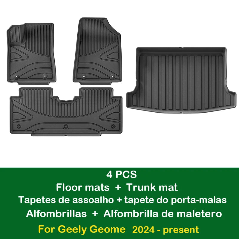 Car Floor Mats for Geely Geome 2024-present Cargo Liner Back Seat Covers Waterproof Non-slip Trunk Mat Customized Car Carpets