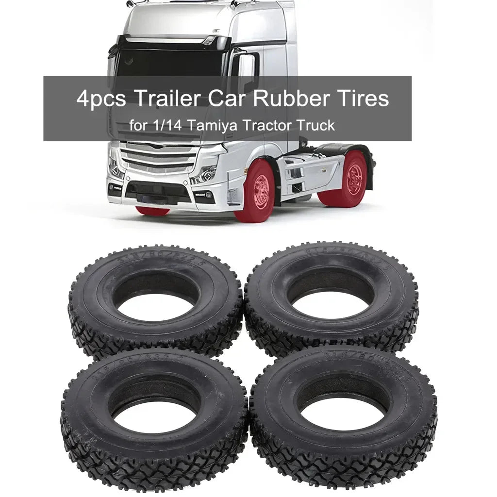 4Pcs Rubber Tyres Wheel Tires With Sponge for 1:14 Tamiya Tractor RC Car Truck