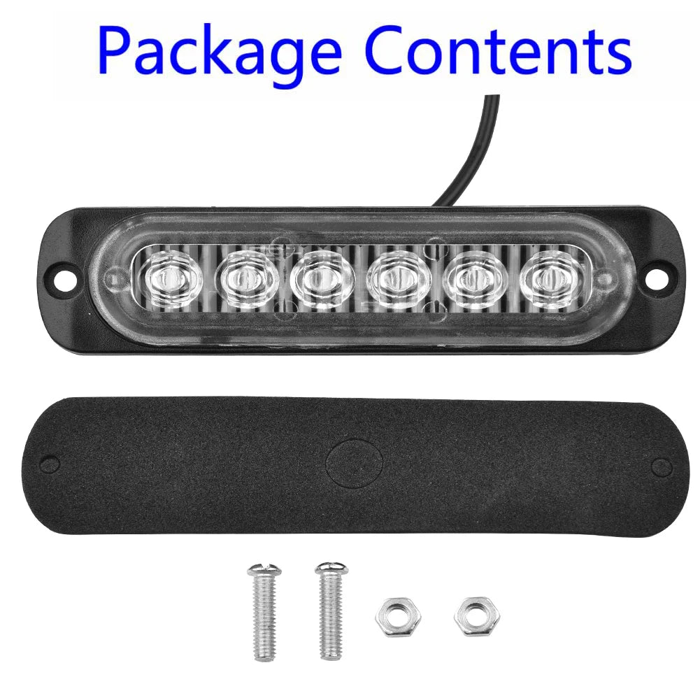 6LED Car LED Work Light DC 12-24V 18W Red Car Truck Safety Urgent Always Bright Light Lamp Working Fog Light Car Accessories