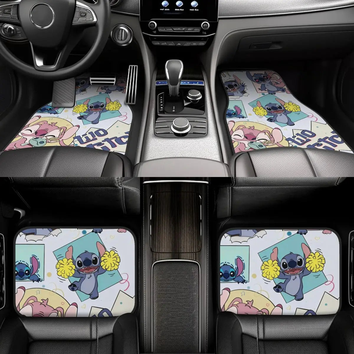 Stitch Car Floor Mats Carpet Set of 4 Anti-Slip Universal Automotive Floor Mat Fit for Sedans Cars