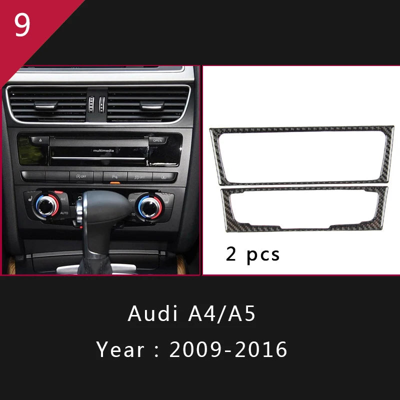 For Audi A4 S4 RS4 B8 8K A5 S5 RS5 8T 8F Carbon Fiber Interior Auto Gear Shift Panel Cover Frame Trim Sticker Car Accessories