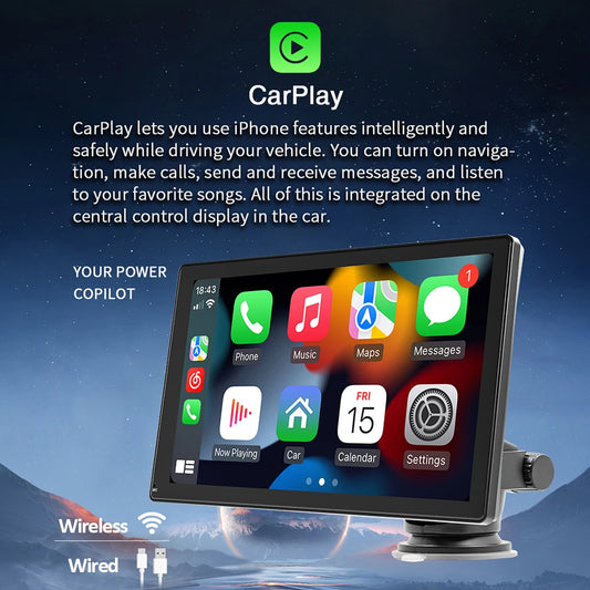 9 Inch Wireless CarPlay Android Auto Monitor Automotive Multimedia Player With DVR Video Recorder Rear View Camera Monitor