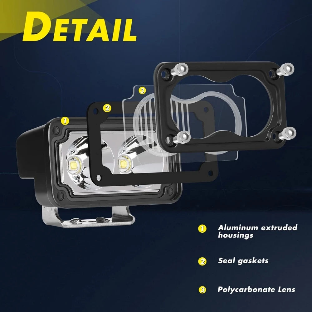 3.0" Square Car LED Work Light Bar Spotlight 12V 24V 3000K 6000K DRL Headlight For Truck Tractor Off-road Boat LED Driving Lamp