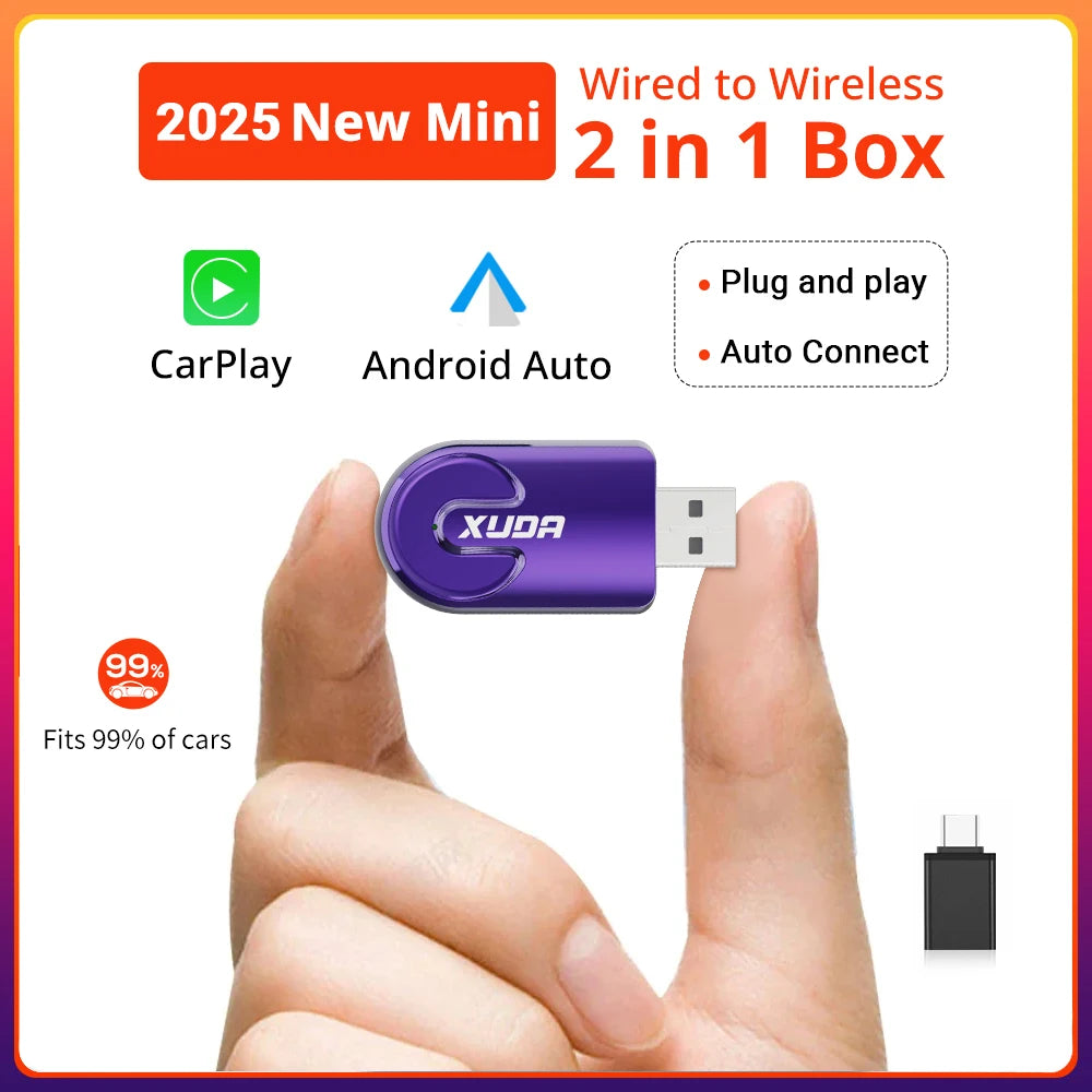 XUDA NEW Wireless CarPlay Android Auto Wireless Adapter Smart Mini Box Plug And Play WiFi Fast Connect Universal For Nissa