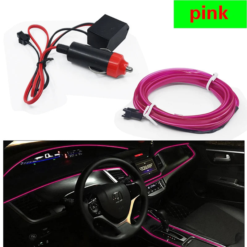 LED Car Ambient Lamp Car Interior Decoration Light Cold Light Strips  Waterproof Dashboard Console Lamp1/2/3/4/5M 12V Universal