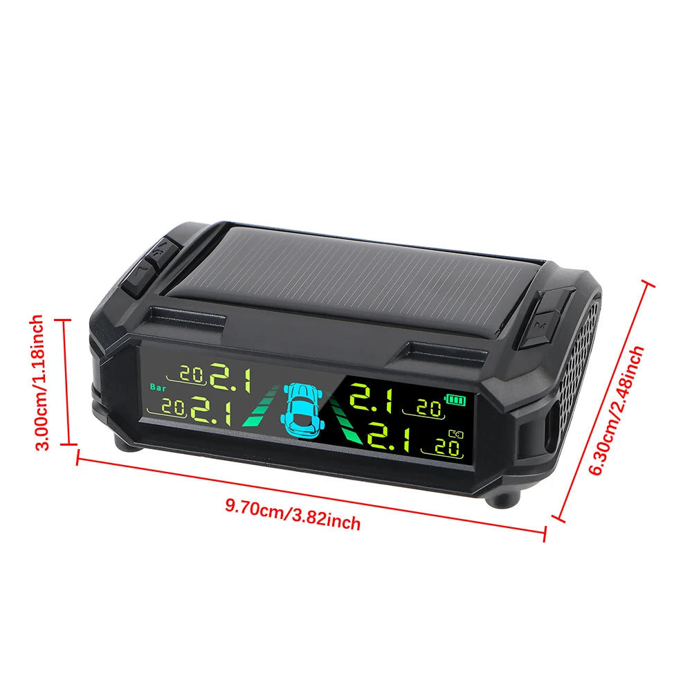 Digital LCD Display USB / Solar TPMS Auto Security Alarm Systems Tyre Temperature Monitor Car Tire Pressure Monitoring System