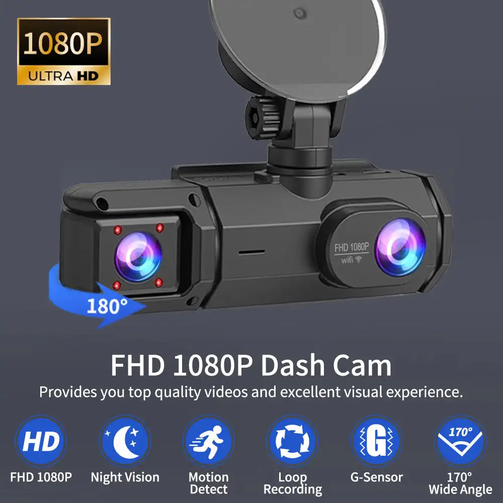 2/3Camera WIFI Dash Cam Cabin Car Dvr 1080P Interior Vehicle Three Way Channel Dvrs Recorder Video Registrator Dashcam Camcorder