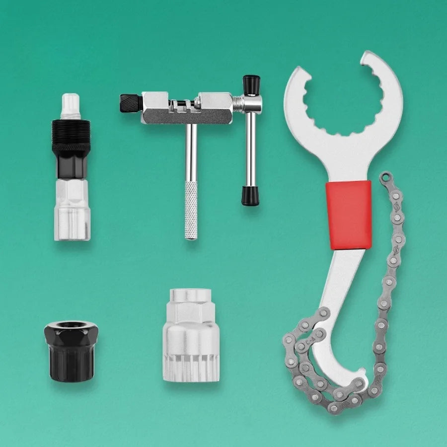Multi-Functional Bicycle Repair Tool Kit - Includes Crank, Flywheel, Derailleur Hanger Wrenches & Chain Breaker