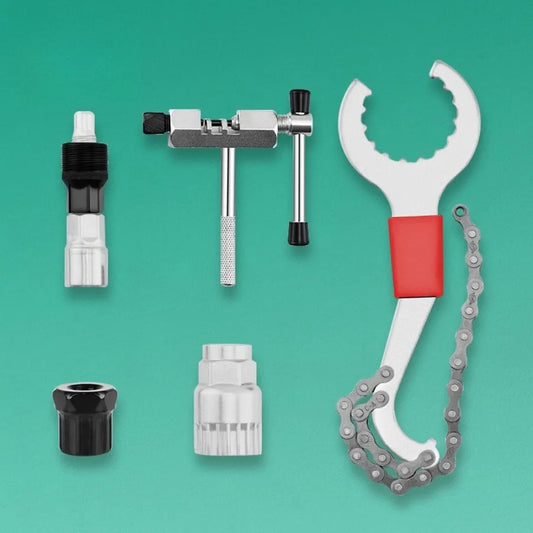 Multi-Functional Bicycle Repair Tool Kit - Includes Crank, Flywheel, Derailleur Hanger Wrenches & Chain Breaker