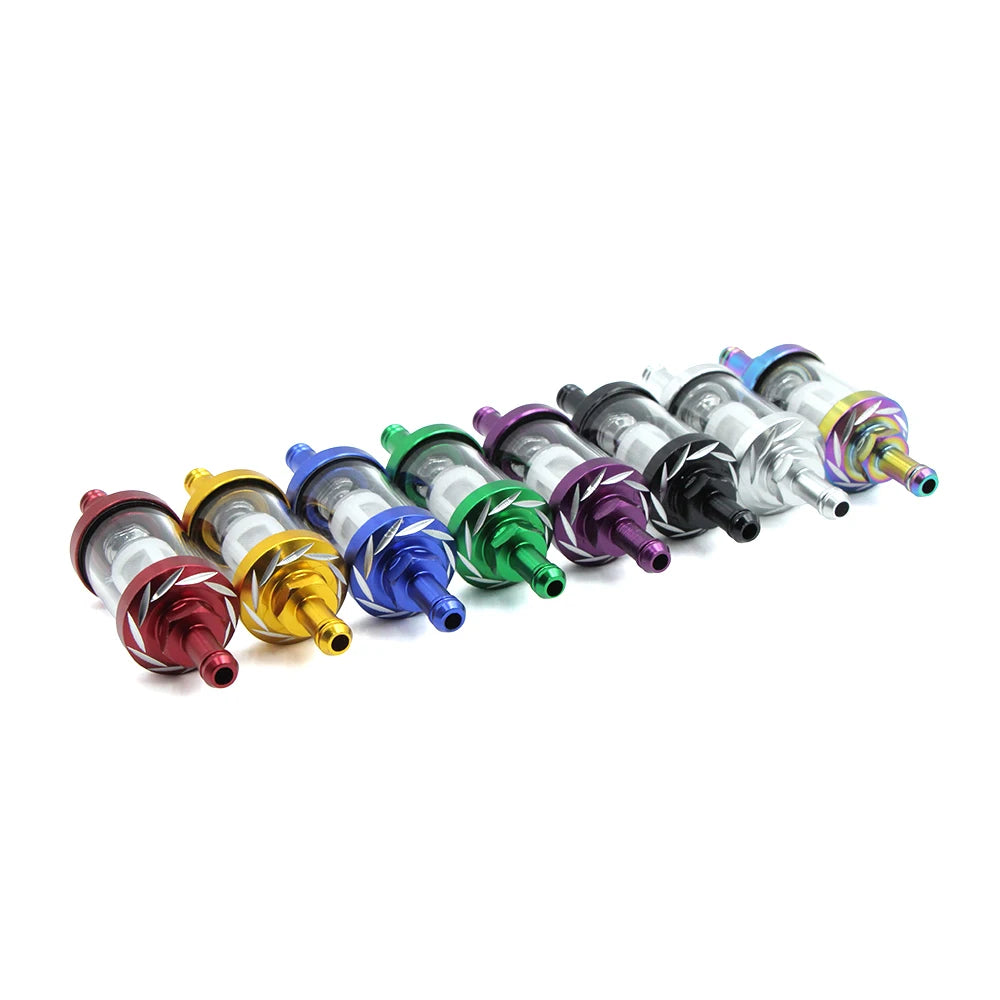 Motorcycle 8mm CNC Aluminum Glass Gas Fuel Oil Filter For ATV Dirt Pit Bike 125/140/150/160cc CRF70 90 110 250 TTR100 110 KLX65