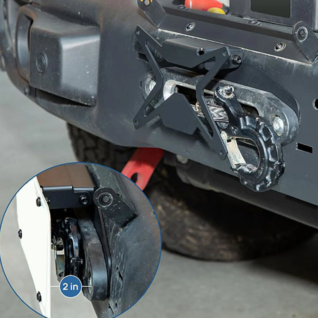 Flip Up Winch License Plate Mount Universal Front License Plate Holder for Pickup Truck Off Road RV 10in Hawse Fairlead