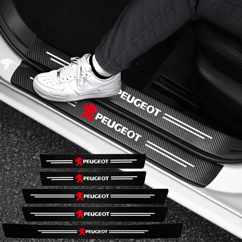 Car Accessories Car Door Sill Protector Welcome Pedal Decoration Leather Stickers For Peugeot 206 208 207 3008 308 2008 107