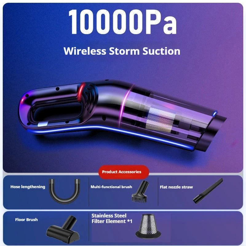 Handheld Car Vacuum Cleaner Wireless Powerful Suction Water Absorbing Long Battery Life Car And Home Dual Use For Auto Interiors