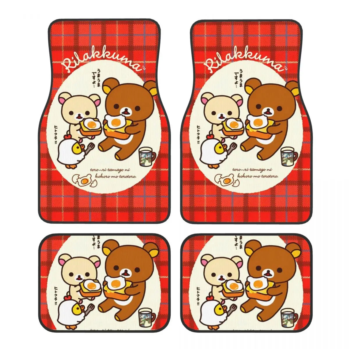 Rilakkuma Car Floor Mats Carpet Set of 4 Anti-Slip Universal Automotive Floor Mat Fit for Mid Trucks