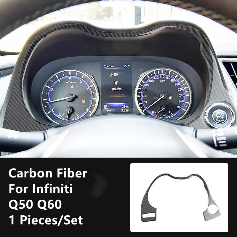 Carbon Fiber Car Interior Modification Cover Trim Strips Decorative Stickers For Infiniti Q50 Q60 Car Styling Inner Accessories