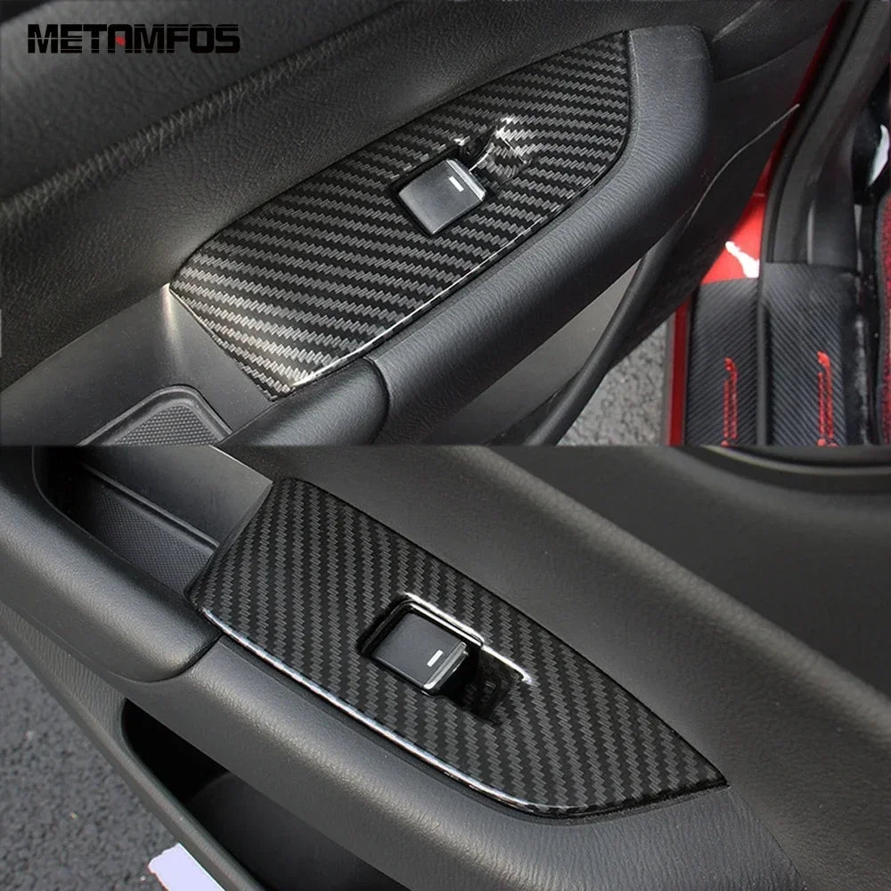 Car Accessories For Mazda CX-5 CX5 KF 2017-2024 2025 Interior Carbon Fiber Window Lift Switch Cover Trim Inside Armrest Frame