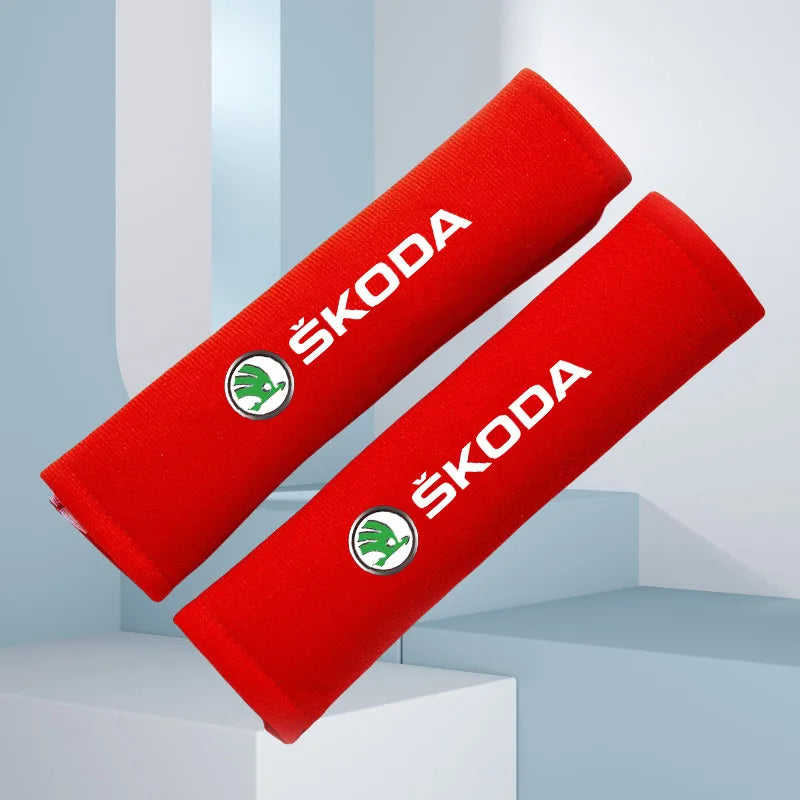 Car Styling Seat Belt Cover Seatbelt Shoulder Strap Protector Pads for Skoda Fabia Octavia Kamiq Karoq Kodiaq Rapid Scala Superb