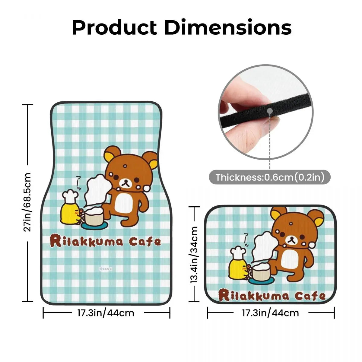 Rilakkuma Car Floor Mats Carpet Set of 4 Anti-Slip Universal Automotive Floor Mat Fit for Mid Trucks