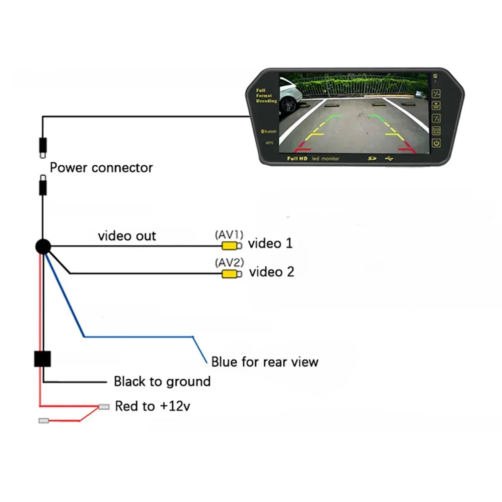 7 Inch Screen LCD Full HD Mirror Parking Monitor Bluetooth USB FM Video Player Automatic Display