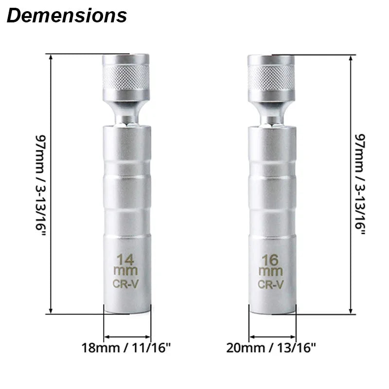 Spark Plug Socket Wrench Adapter 14mm 16mm Install Replace Repair Kit Swivel Torque Magnetic Remove Removal Gap Tool Car AUTO