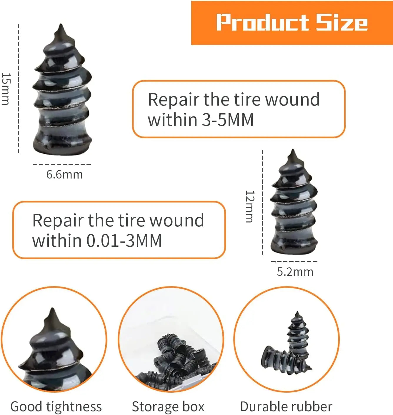 Tire Repair Rubber Nail Auto Motorcycle Vacuum Self-Service Tyre Puncture Repair Screws Fast Tool for Car Truck Tractor Wheel