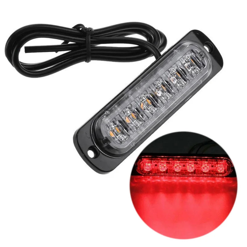 6LED Car LED Work Light DC 12-24V 18W Red Car Truck Safety Urgent Always Bright Light Lamp Working Fog Light Car Accessories