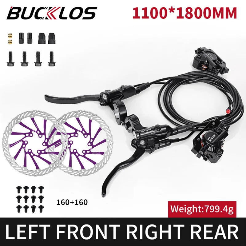 Electric Bicycle Brakes 2 Piston Hydraulic Disc Brake Bike/Scooter Brakes Kit 1100/1800mm Folding Bike Disc Brake Set Power-off