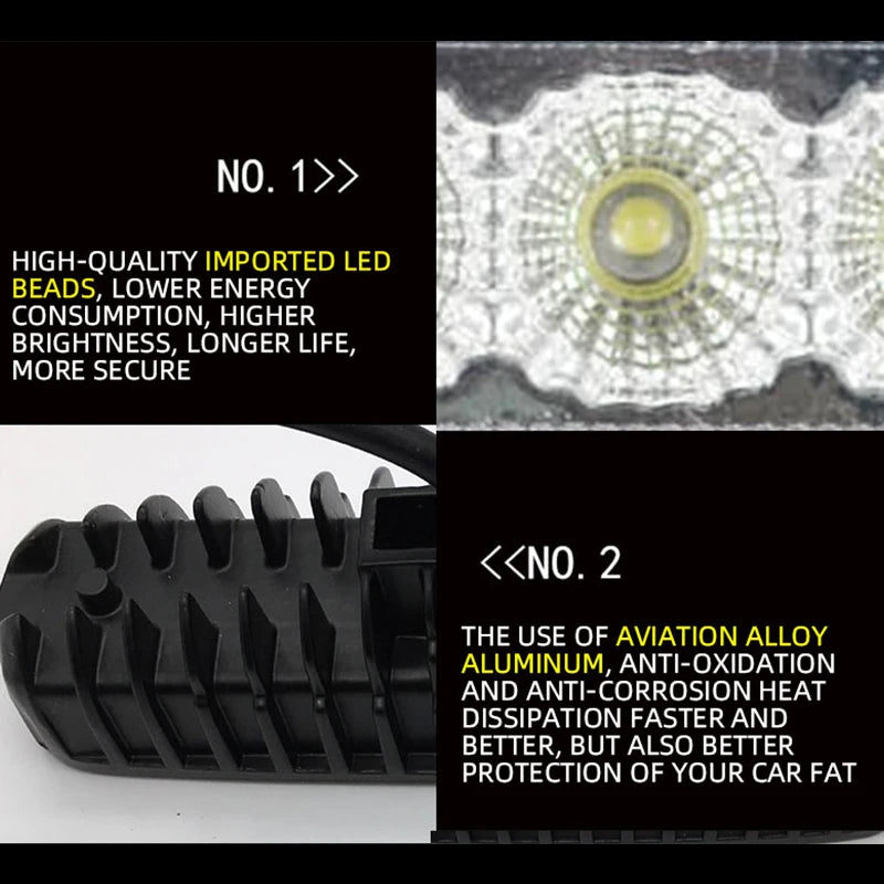 6 LED Car Work Light High Bright Spotlight Offroad Automobile Truck Driving Fog Headlights DRL Driving Lamp 12V Universal