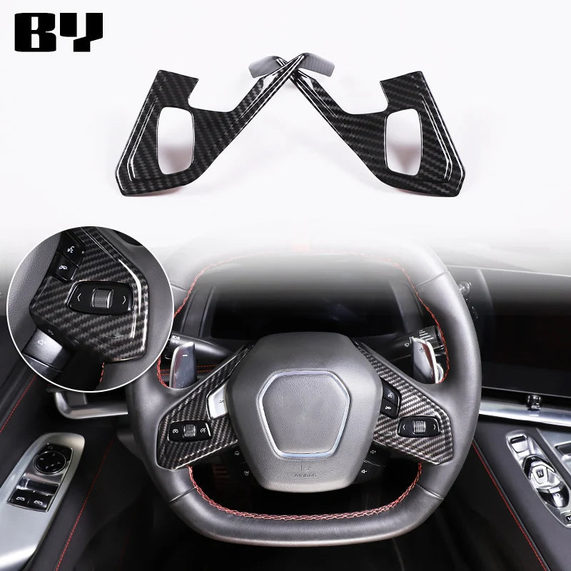 For Chevrolet Corvette C8 2020-2024 Car Accessory ABS Carbon Fiber Car Console Gear Shift Panel Cover door armrest Trim Sticker