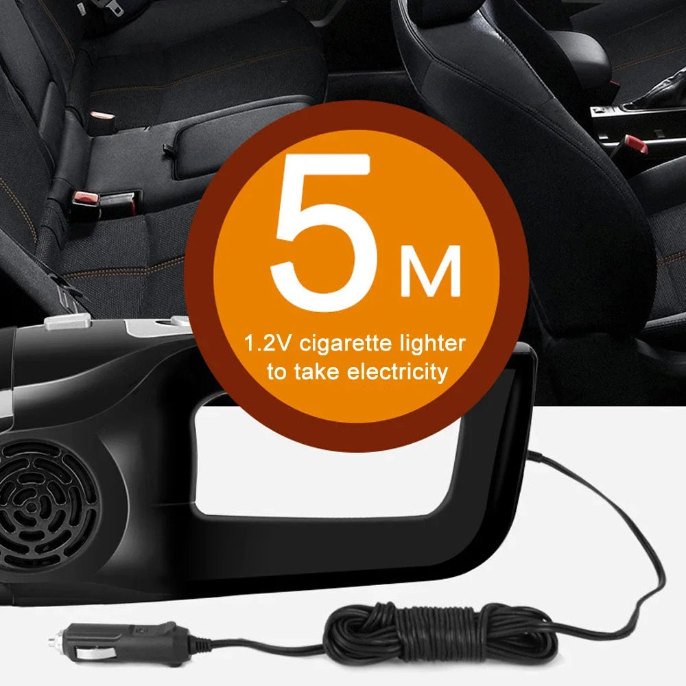 120W 3600mbar Car Vacuum Cleaner High Suction Hand-held 12V Mini 5 Meter Noodle Dry And Wet Dual-use Car Interior Cleaner