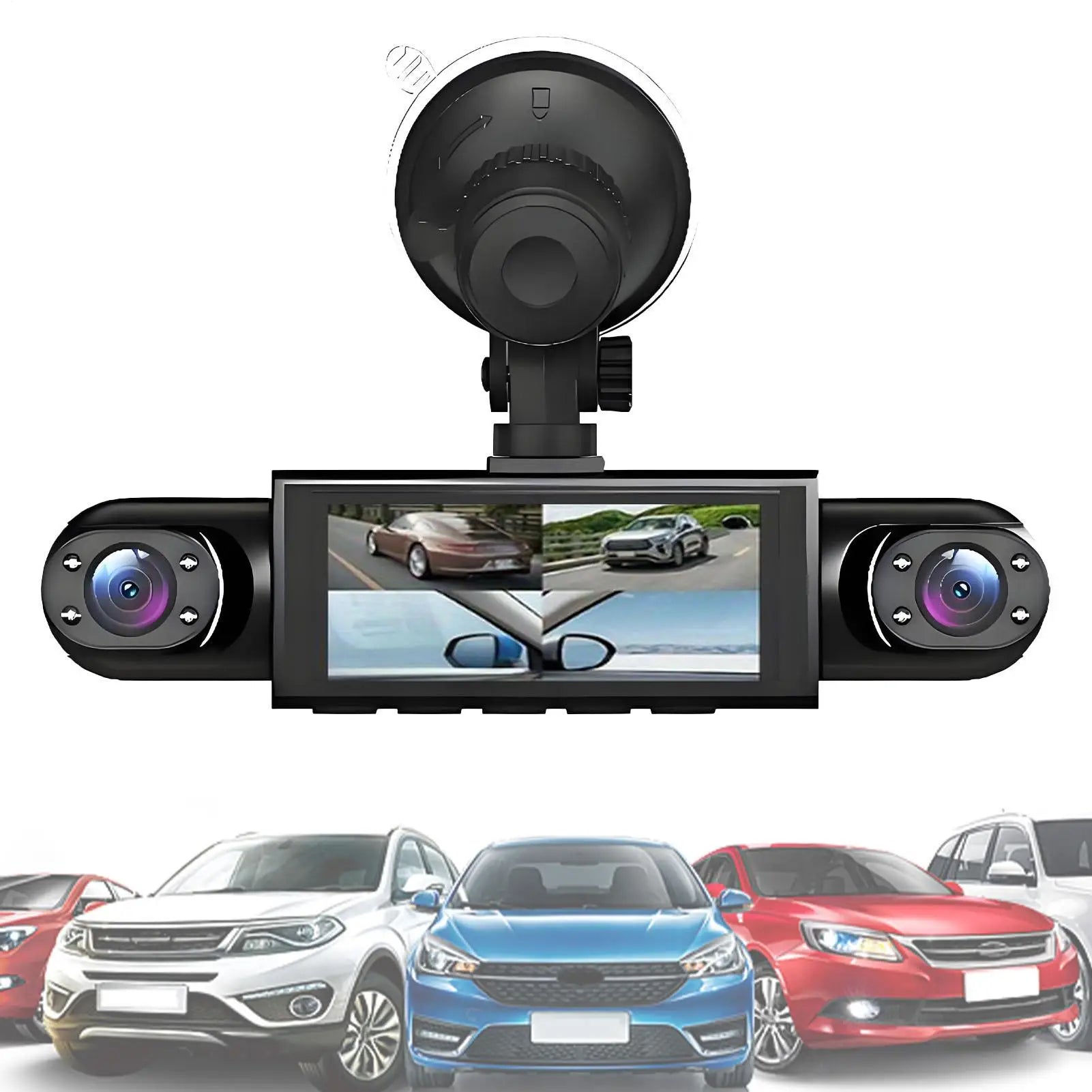 Dashboard Camera 4 Channel Battery Powered Dash Cam 1080P High Definition Monitor With 32G Card Reversing Image For RV Vehicle