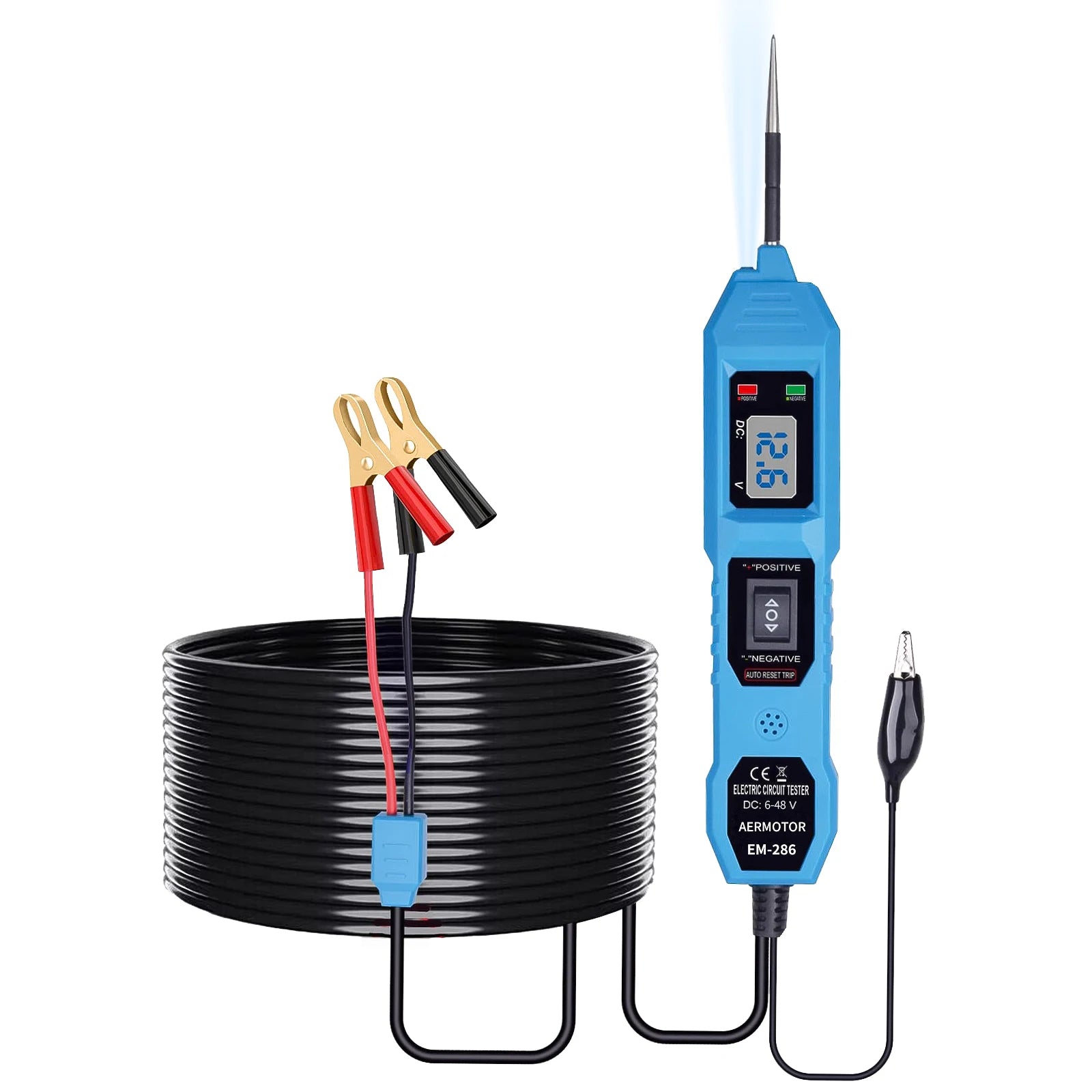 Automotive Electric Circuit Tester 6-48V DC with Led Voltage Display Car Automotive Electrical Systems Diagnostic Tool