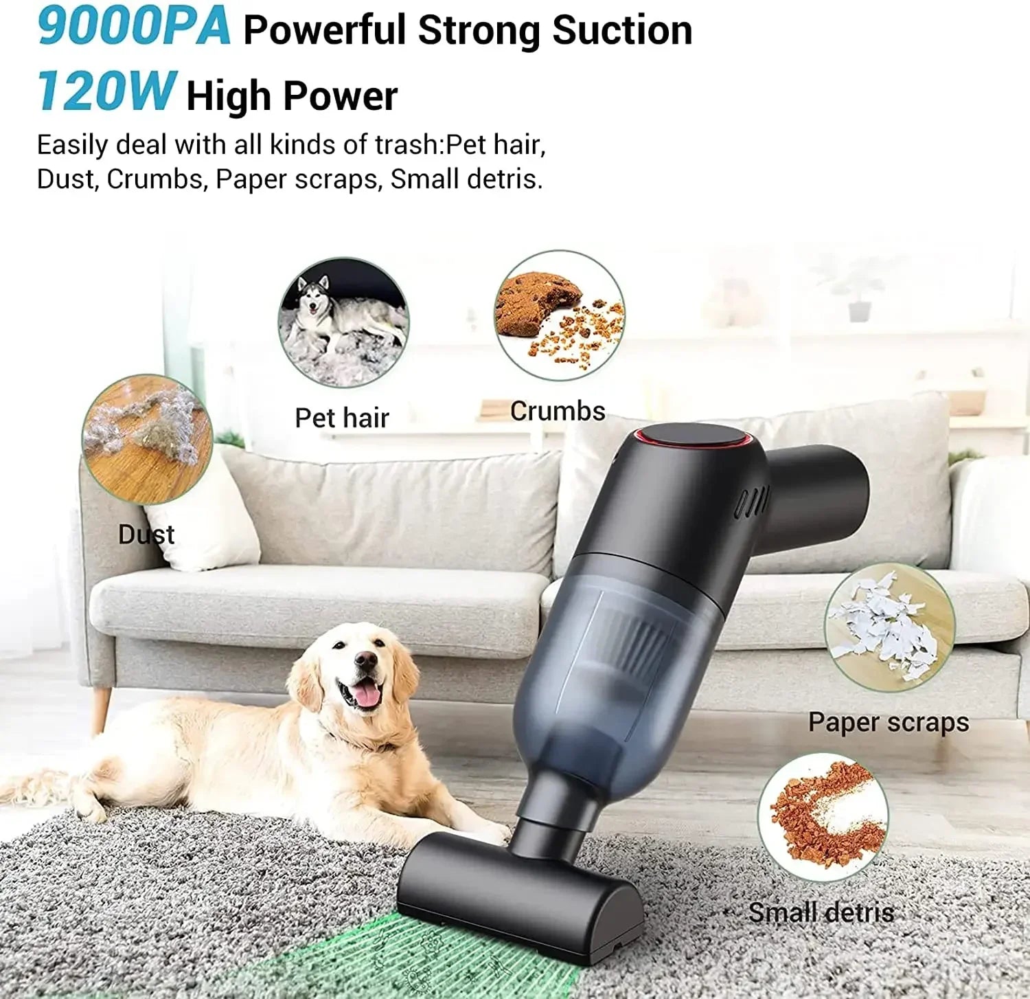 Tufting DIY Vacuum Cleaner Handheld Cordless Powerful Suction for Tufting Gun DIY Tufting Carpet Cleaning Tool Set Car Vacuum