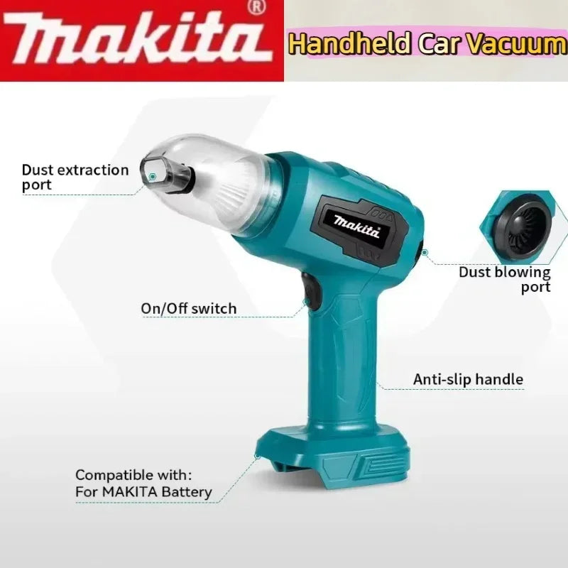 Makita Wireless - Charged Car Vacuum: Strong Suction Handheld Dual - Function (Blow/Suck) for Cars & Households 18v